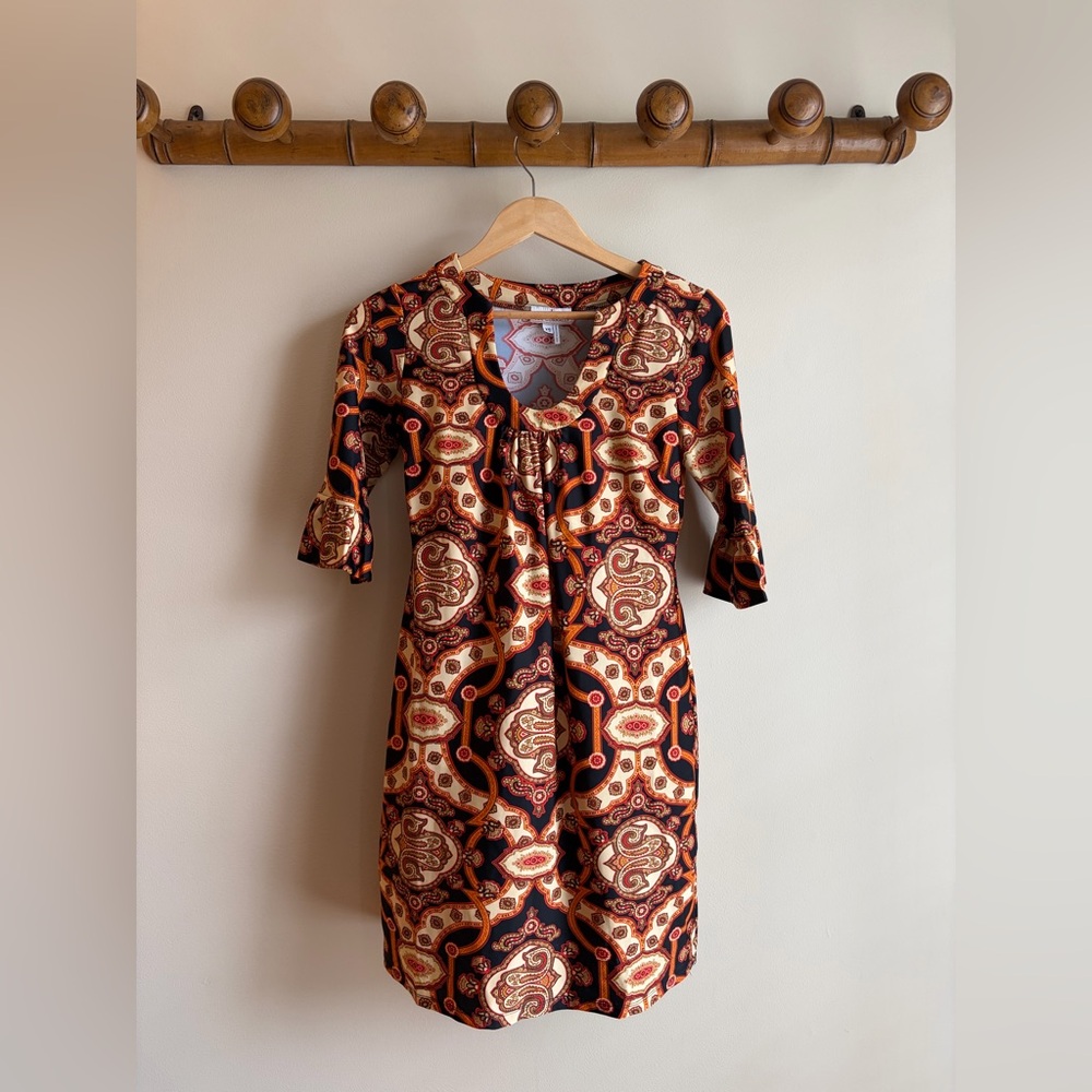 Jude Connally XS dress Black Brown Orange